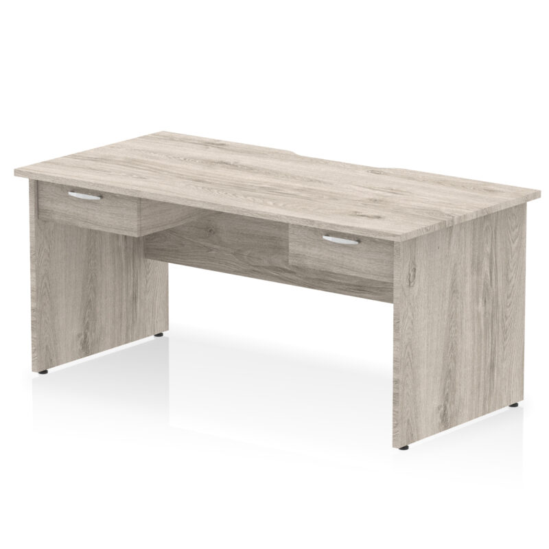 Impulse Scalloped Edge Panel End Straight Desk Frame With Two One Drawer Fixed Pedestals - Image 3