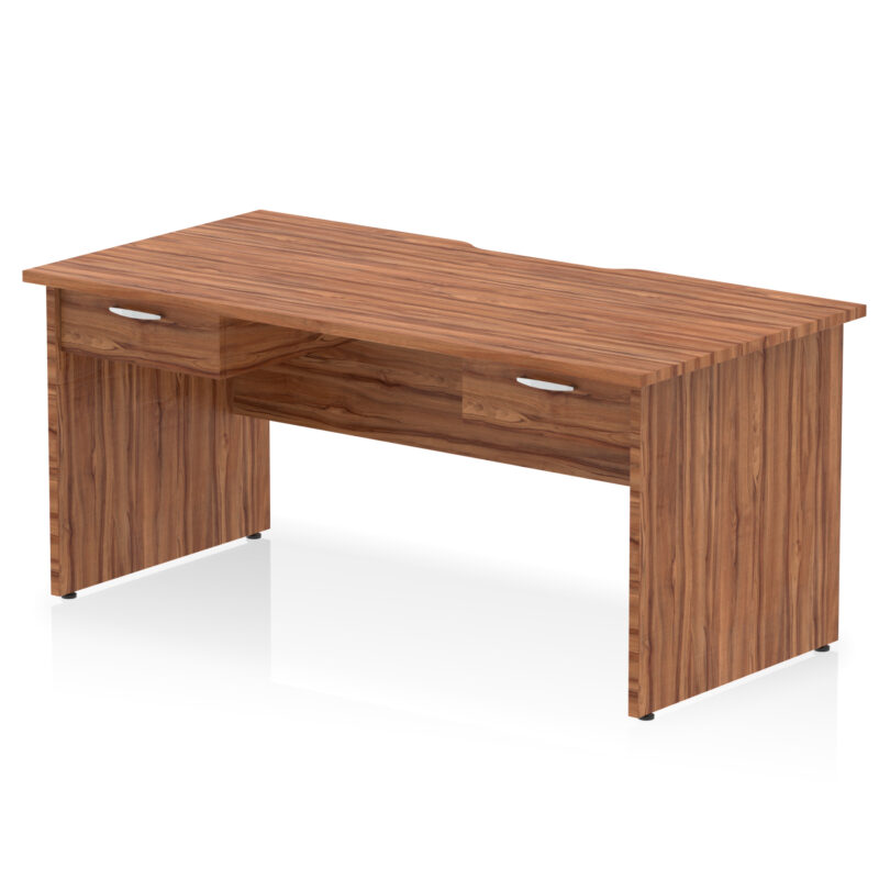 Impulse Scalloped Edge Panel End Straight Desk Frame With Two One Drawer Fixed Pedestals - Image 6