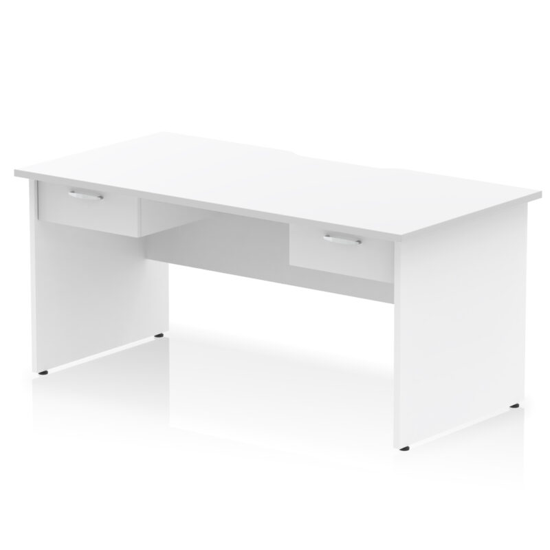 Impulse Scalloped Edge Panel End Straight Desk Frame With Two One Drawer Fixed Pedestals - Image 7