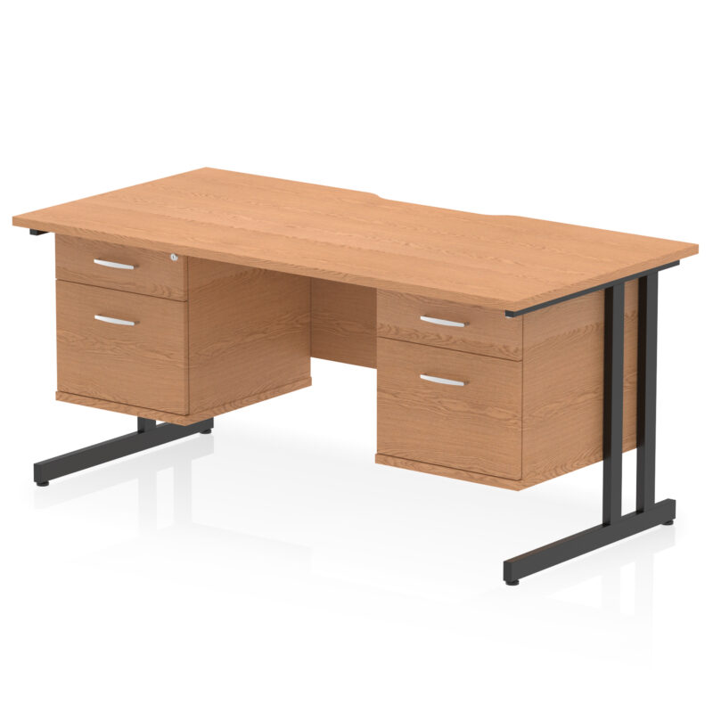 Impulse Scalloped Edge 1600mm Cantilever Straight Desk With Two Fixed Pedestal - Image 31