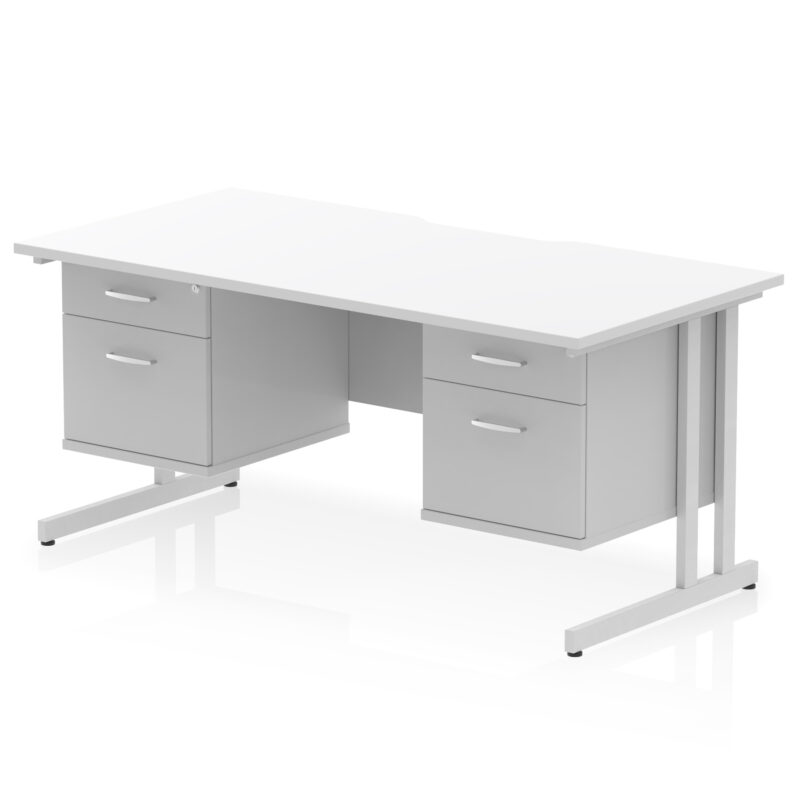 Impulse Scalloped Edge 1600mm Cantilever Straight Desk With Two Fixed Pedestal - Image 38