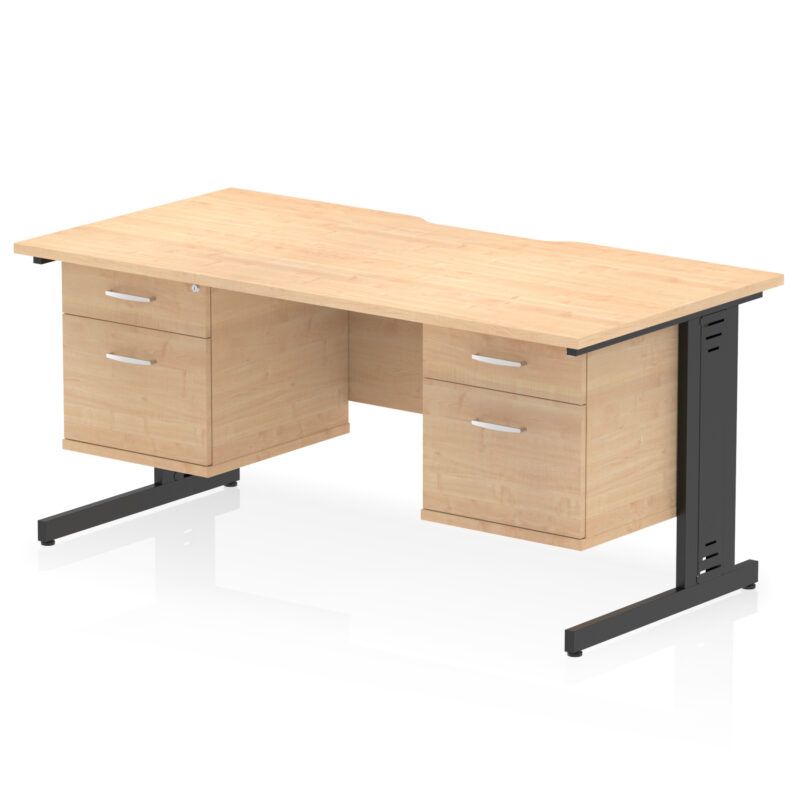 Impulse Scalloped Edge 1600mm Cable Managed Straight Desk With Two Fixed Pedestal - Image 28