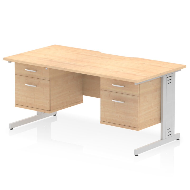 Impulse Scalloped Edge 1600mm Cable Managed Straight Desk With Two Fixed Pedestal - Image 29