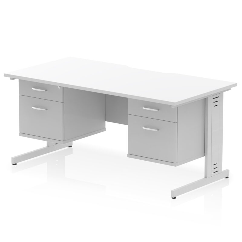 Impulse Scalloped Edge 1600mm Cable Managed Straight Desk With Two Fixed Pedestal - Image 38