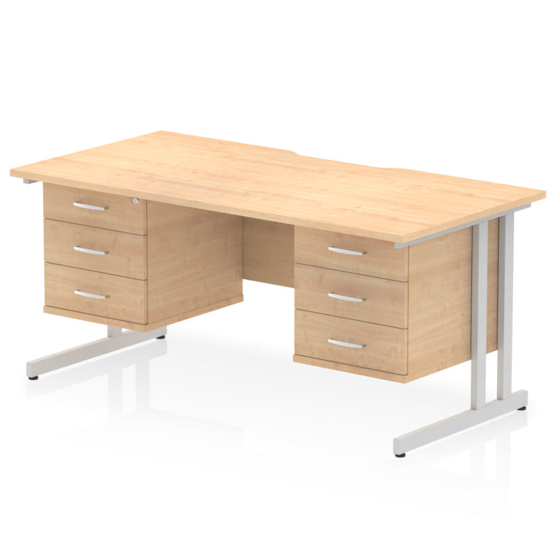 Impulse Scalloped Edge 1600mm Cantilever Straight Desk With Two Fixed Pedestal - Image 47