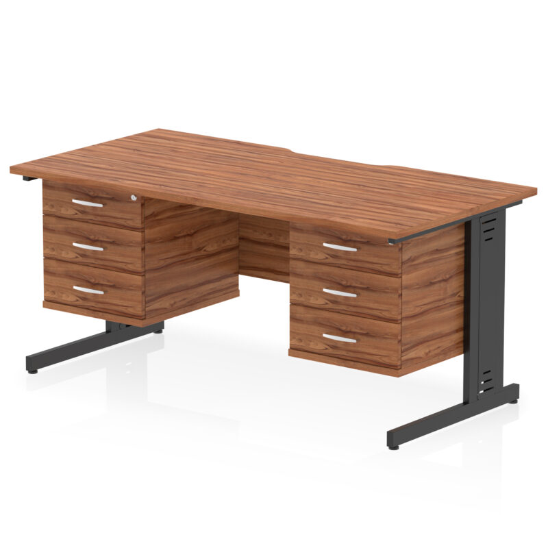 Impulse Scalloped Edge 1600mm Cable Managed Straight Desk With Two Fixed Pedestal - Image 52