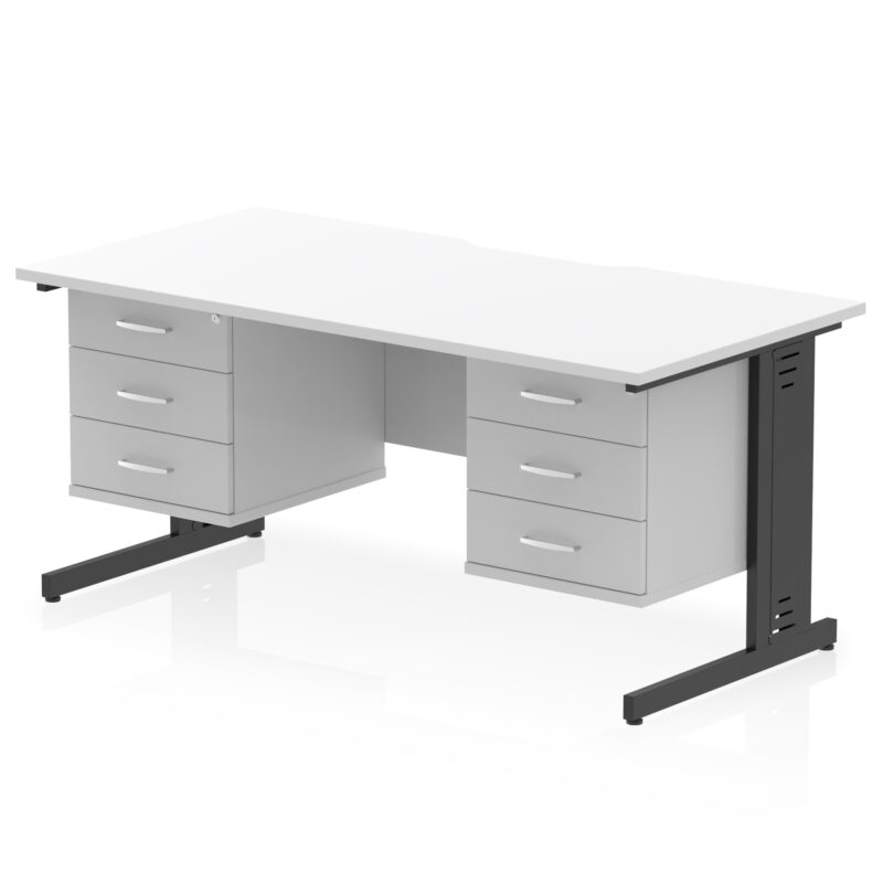 Impulse Scalloped Edge 1600mm Cable Managed Straight Desk With Two Fixed Pedestal - Image 55