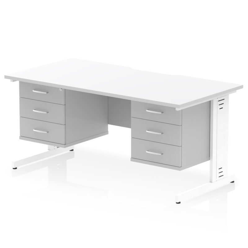 Impulse Scalloped Edge 1600mm Cable Managed Straight Desk With Two Fixed Pedestal - Image 57