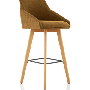 Carmen Grey Fabric Wooden Leg High Stool Chair - Image 7