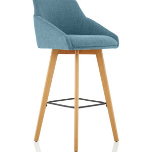 Carmen Grey Fabric Wooden Leg High Stool Chair - Image 8