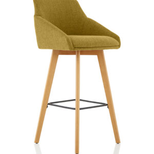 Carmen Grey Fabric Wooden Leg High Stool Chair - Image 9