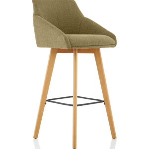 Carmen Grey Fabric Wooden Leg High Stool Chair - Image 10