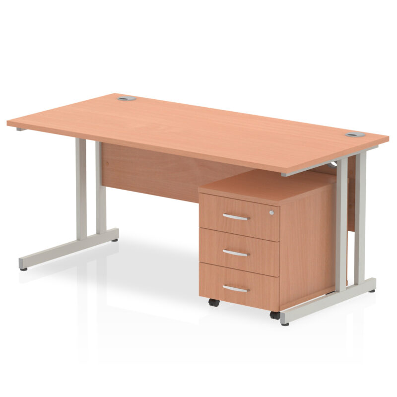 Impulse 1400mm Cantilever Straight Desk With Mobile Pedestal - Image 3
