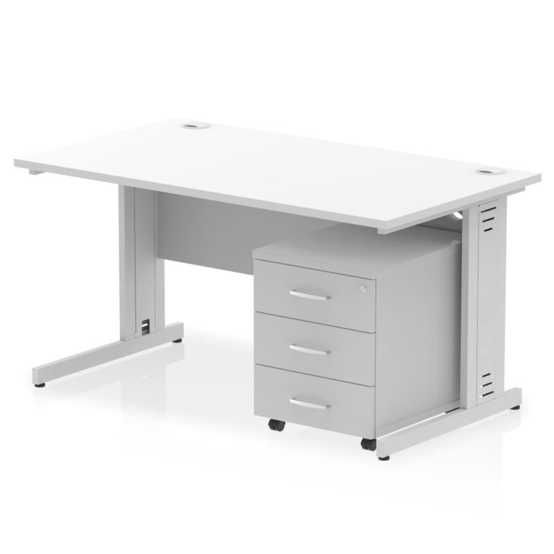 Impulse 1400mm Cable Managed Straight Desk With Mobile Pedestal - Image 22