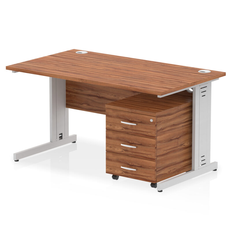Impulse 1400mm Cable Managed Straight Desk With Mobile Pedestal - Image 18