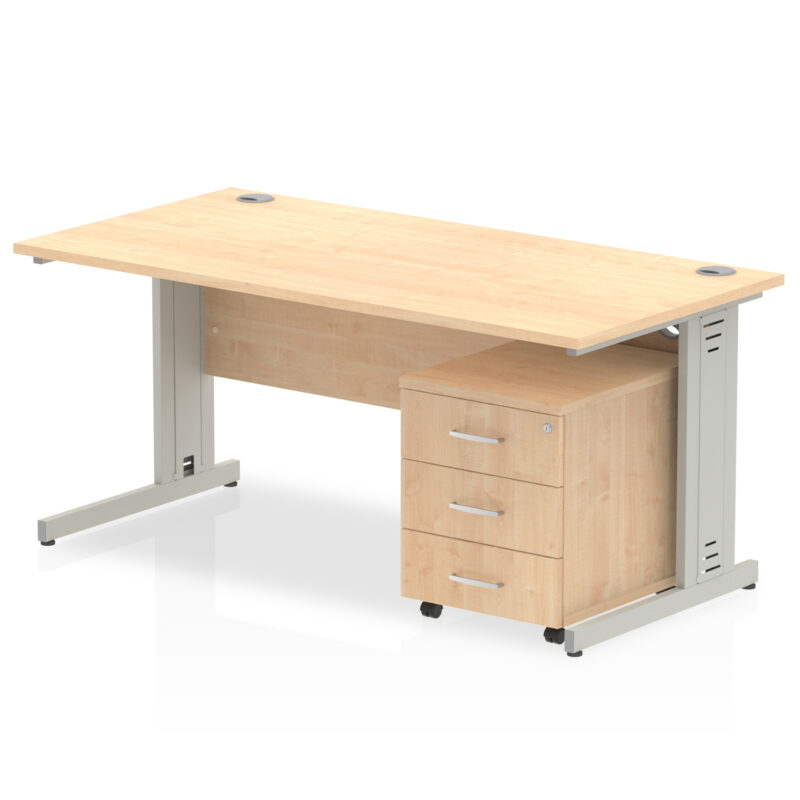 Impulse 1200mm Cable Managed Straight Desk With Mobile Pedestal - Image 10