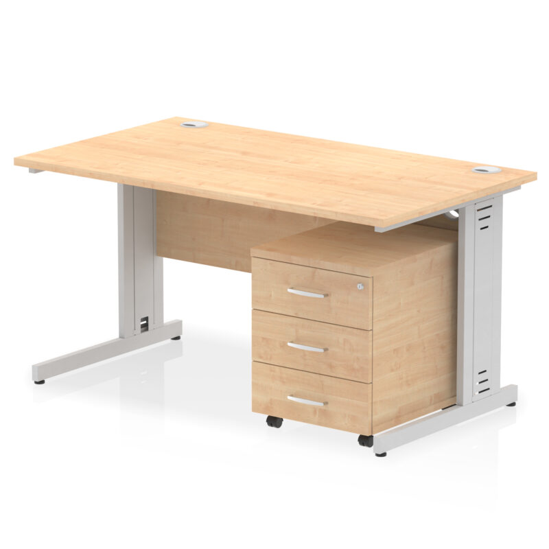 Impulse 1400mm Cable Managed Straight Desk With Mobile Pedestal - Image 10