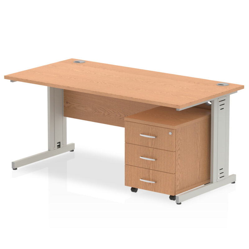 Impulse 1200mm Cable Managed Straight Desk With Mobile Pedestal - Image 14