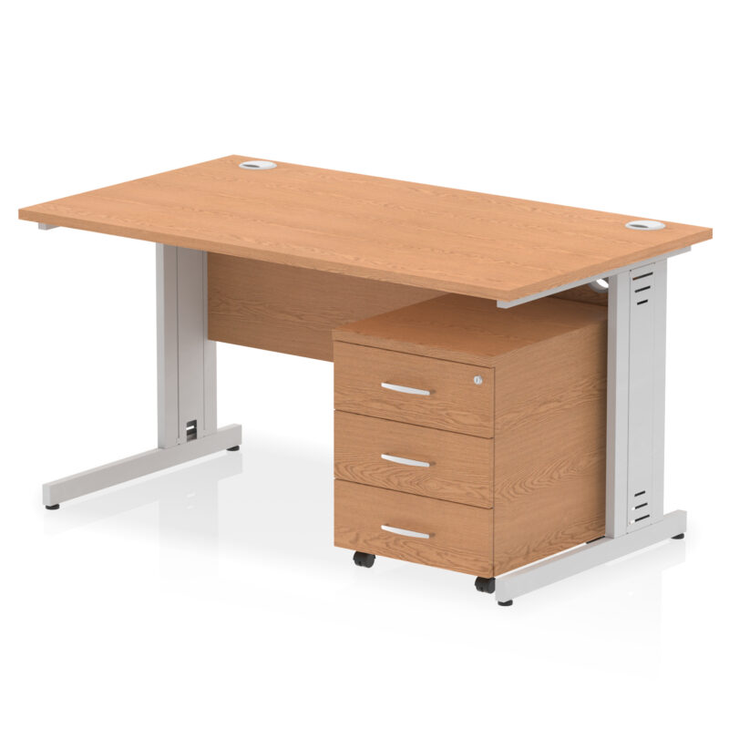 Impulse 1400mm Cable Managed Straight Desk With Mobile Pedestal - Image 14