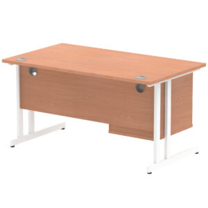 Impulse 1400mm Cantilever Straight Desk With Single Fixed Pedestal - Image 5