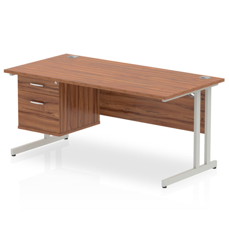 Impulse 1600mm Cantilever Straight Desk With Single Fixed Pedestal - Image 37