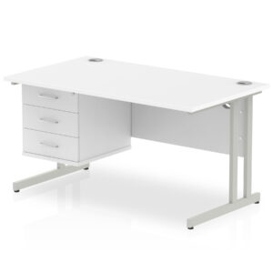 Impulse 1400mm Cantilever Straight Desk With Single Fixed Pedestal - Image 117