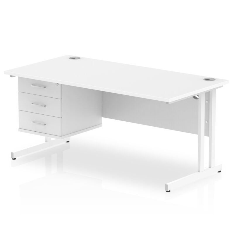 Impulse 1600mm Cantilever Straight Desk With Single Fixed Pedestal - Image 21