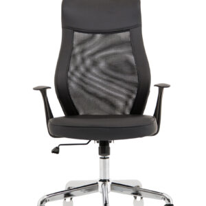 Baye High Mesh Back Task Operator Black Leather Office Chair with Arms - Image 2