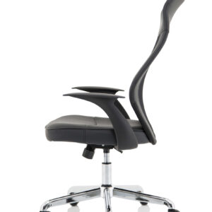 Baye High Mesh Back Task Operator Black Leather Office Chair with Arms - Image 4