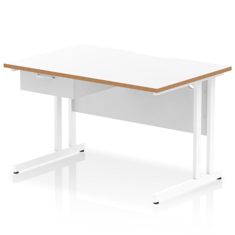 Impulse Scalloped Edge Cantilever Straight Desk With Single One Drawer Fixed Pedestal - Image 37