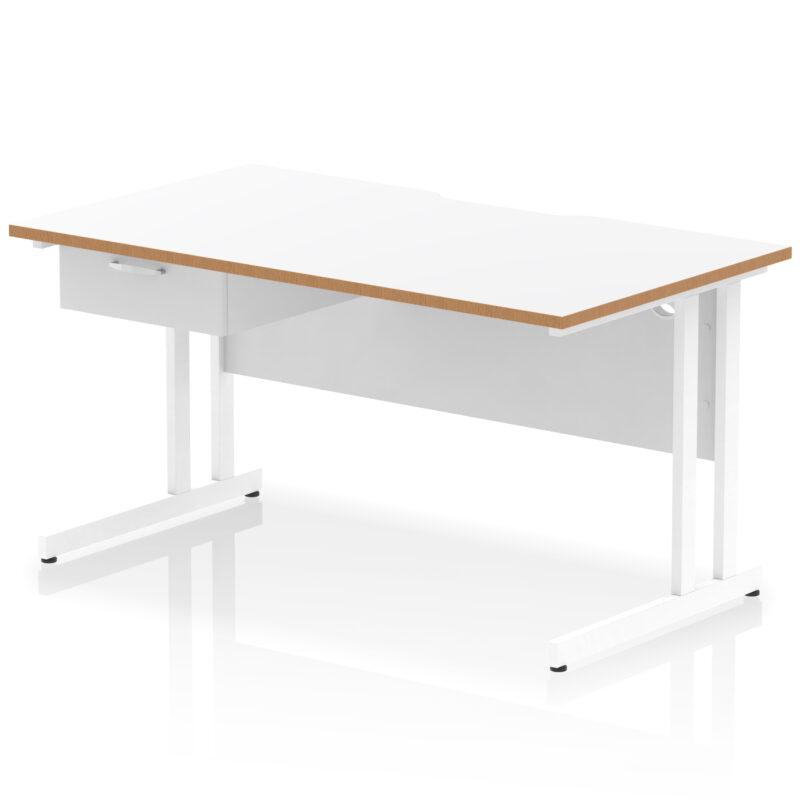 Impulse Scalloped Edge Cantilever Straight Desk With Single One Drawer Fixed Pedestal - Image 38