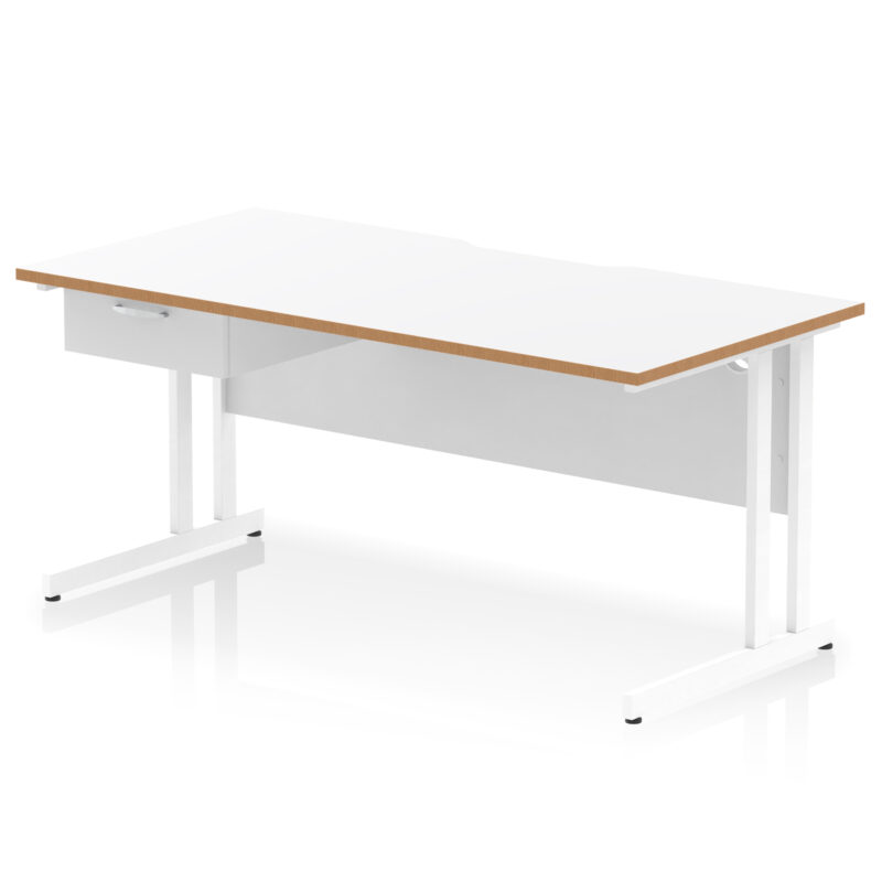Impulse Scalloped Edge Cantilever Straight Desk With Single One Drawer Fixed Pedestal - Image 39