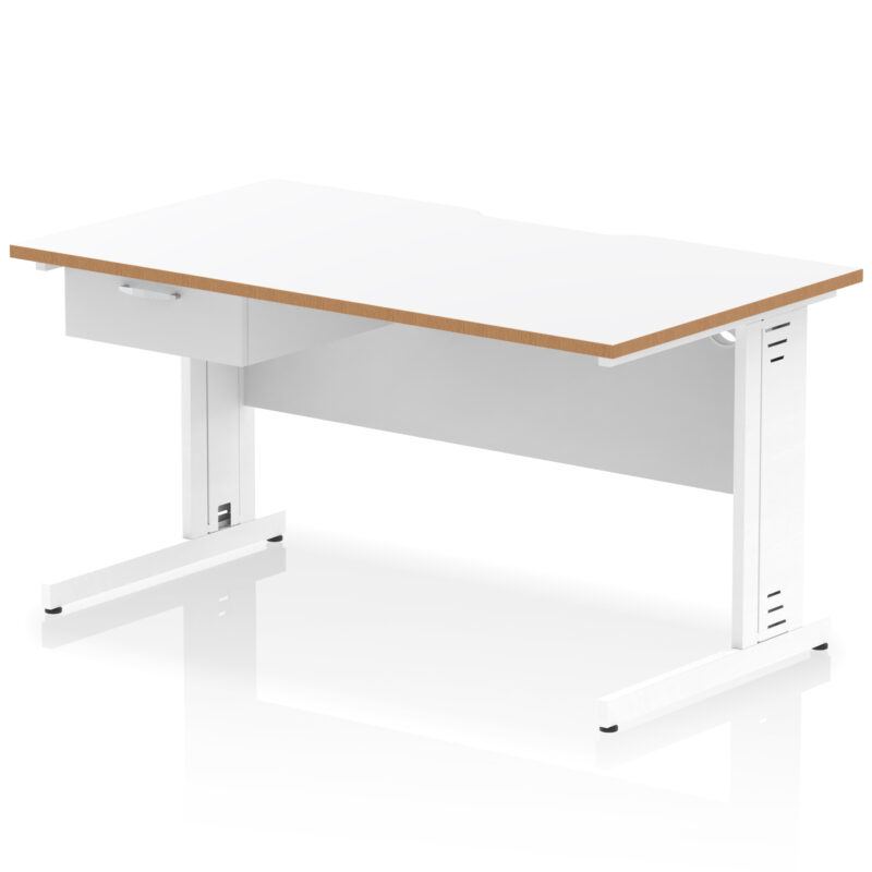 Impulse Scalloped Edge Cable Managed Straight Desk With Single One Drawer Fixed Pedestal - Image 38