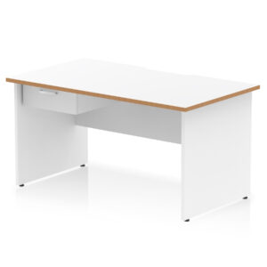 Impulse Scalloped Edge Panel End Straight Desk Frame With Single One Drawer Fixed Pedestal - Image 2