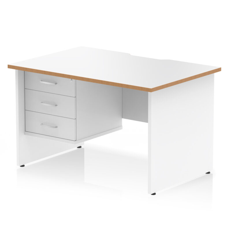 Impulse Scalloped Edge 1200mm Panel End Straight Desk With Single Fixed Pedestal - Image 2