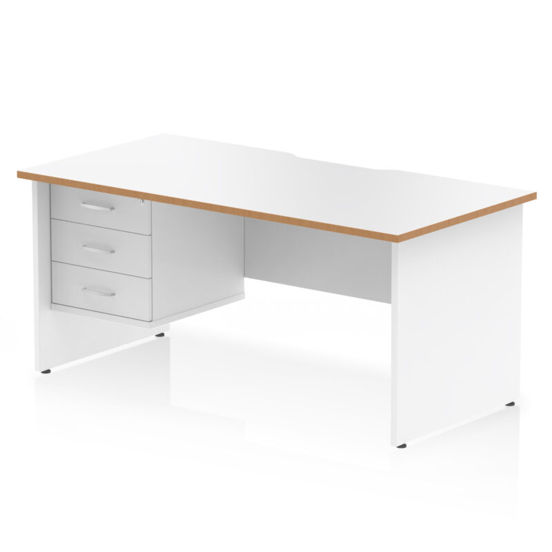 Impulse Scalloped Edge 1600mm Panel End Straight Desk With Single Fixed Pedestal - Image 2