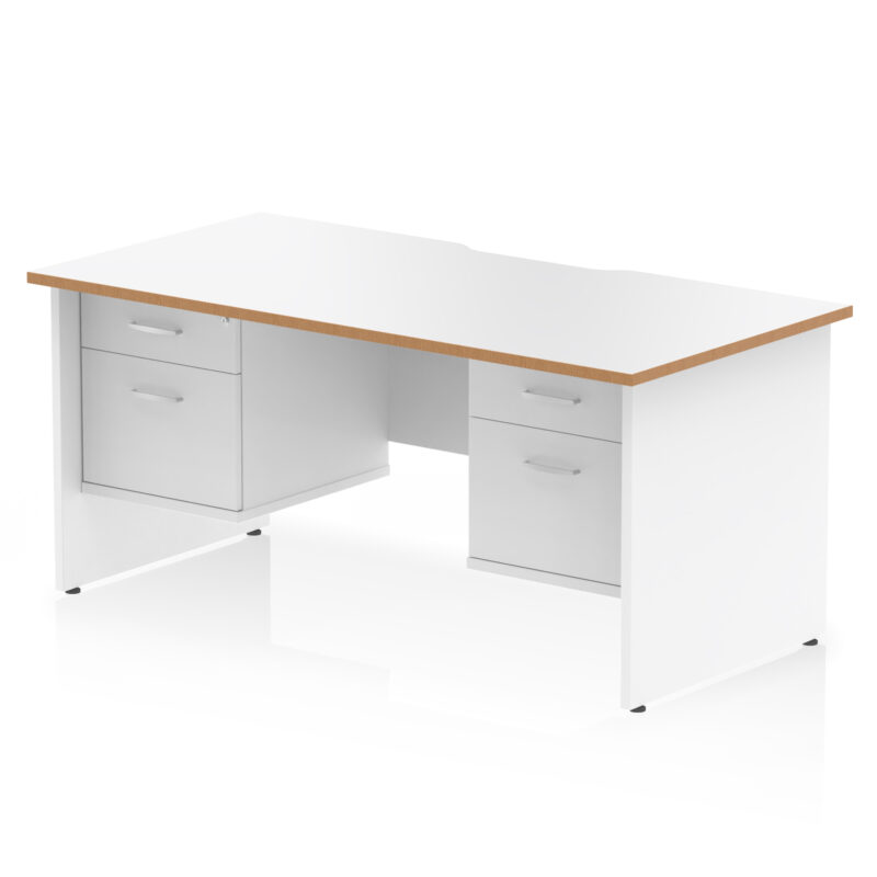 Impulse Scalloped Edge 1600mm Panel End Straight Desk With Two Fixed Pedestal - Image 2