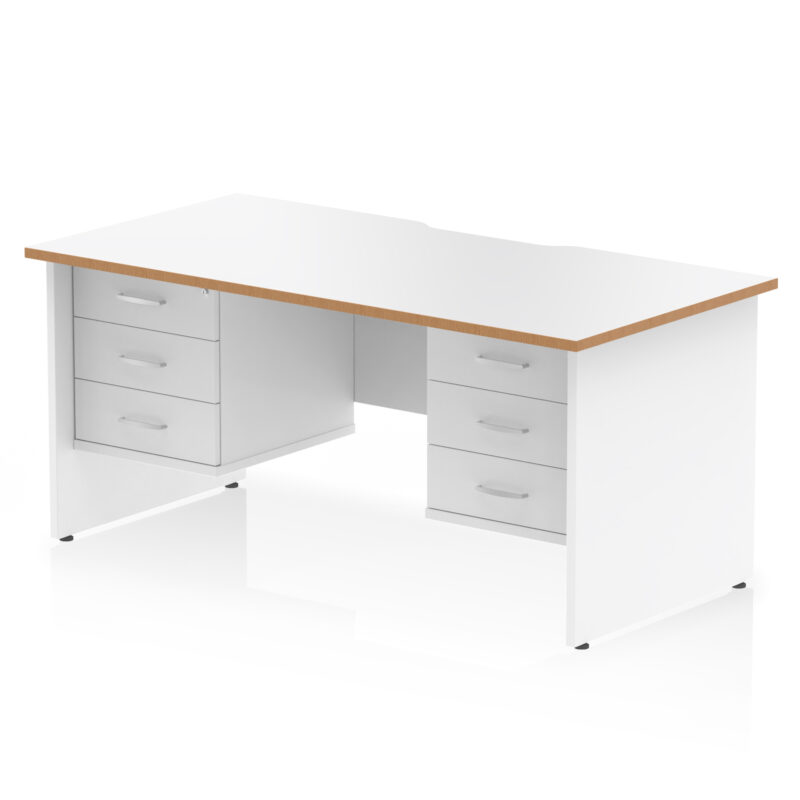 Impulse Scalloped Edge 1600mm Panel End Straight Desk With Two Fixed Pedestal - Image 3