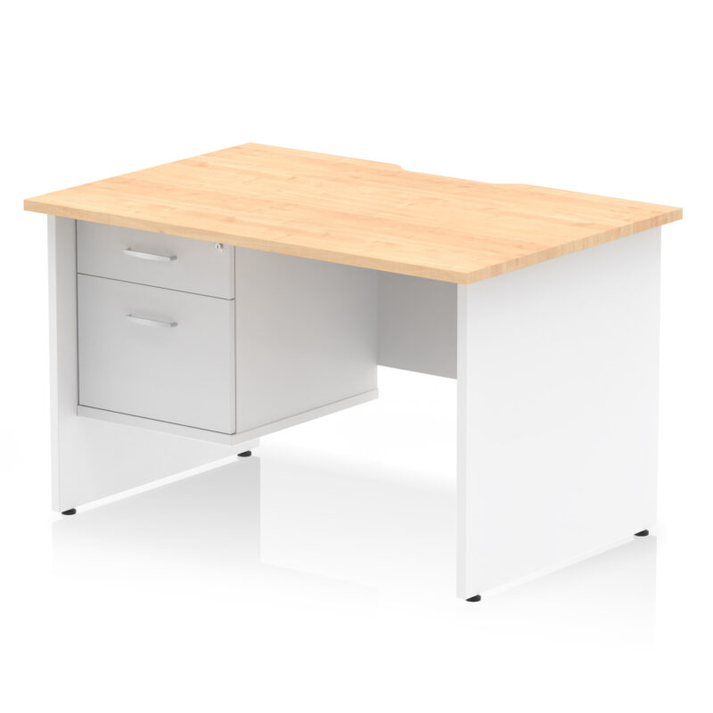 Impulse Scalloped Edge 1200mm Panel End Straight Desk With Single Fixed Pedestal - Image 11