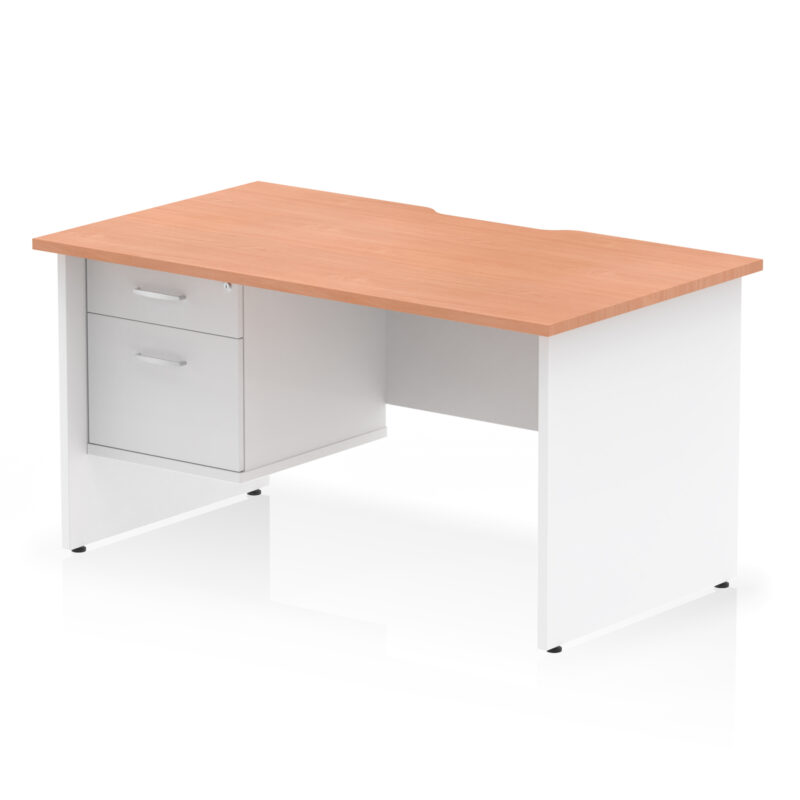 Impulse Scalloped Edge 1400mm Panel End Straight Desk With Single Fixed Pedestal - Image 9