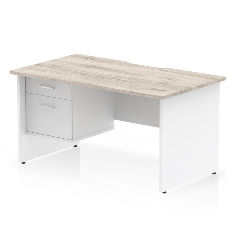 Impulse Scalloped Edge 1400mm Panel End Straight Desk With Single Fixed Pedestal - Image 10