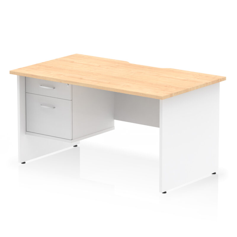 Impulse Scalloped Edge 1400mm Panel End Straight Desk With Single Fixed Pedestal - Image 11