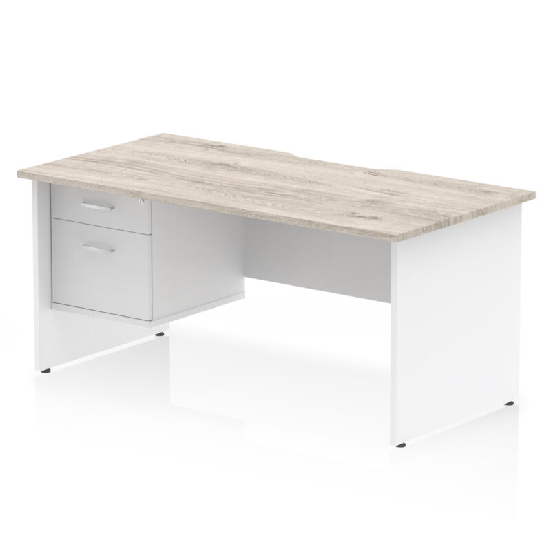 Impulse Scalloped Edge 1600mm Panel End Straight Desk With Single Fixed Pedestal - Image 10