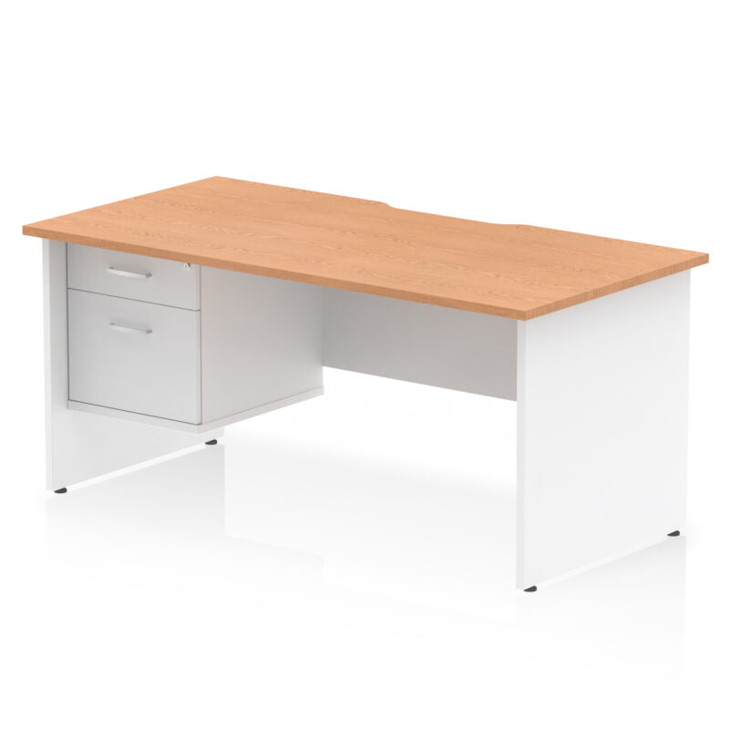 Impulse Scalloped Edge 1600mm Panel End Straight Desk With Single Fixed Pedestal - Image 12