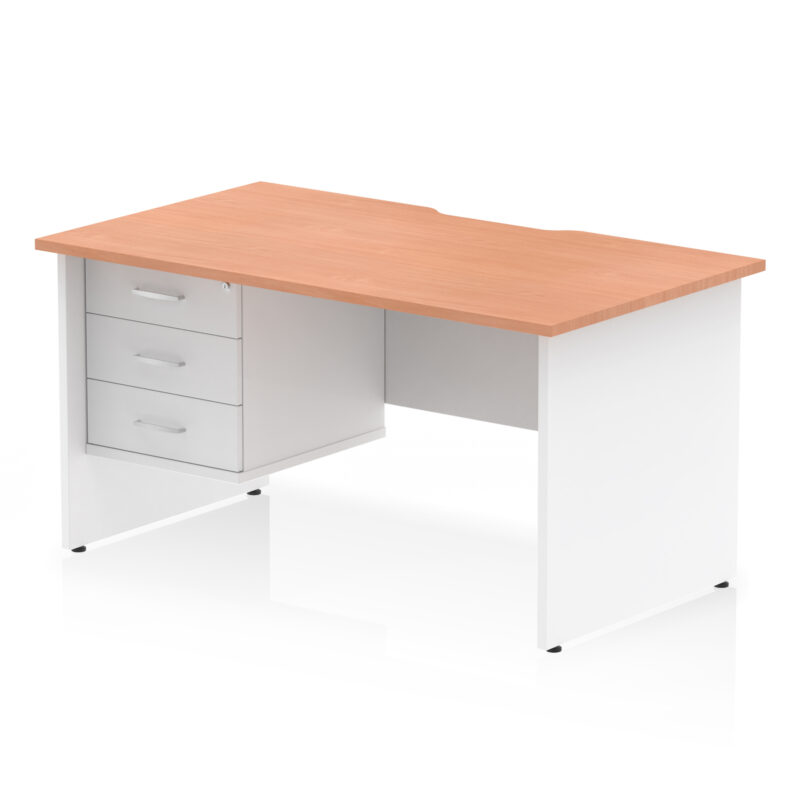 Impulse Scalloped Edge 1400mm Panel End Straight Desk With Single Fixed Pedestal - Image 20