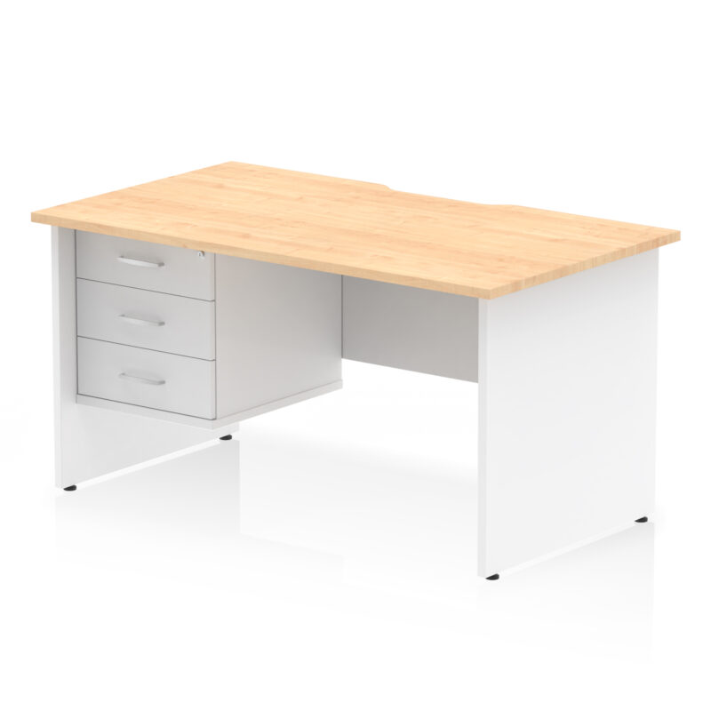 Impulse Scalloped Edge 1400mm Panel End Straight Desk With Single Fixed Pedestal - Image 22