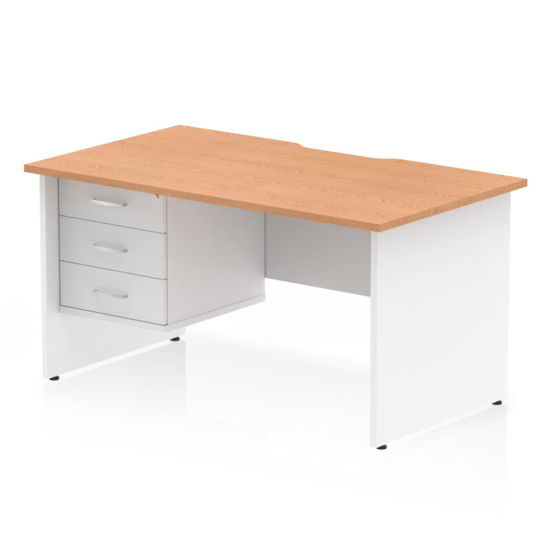Impulse Scalloped Edge 1400mm Panel End Straight Desk With Single Fixed Pedestal - Image 23
