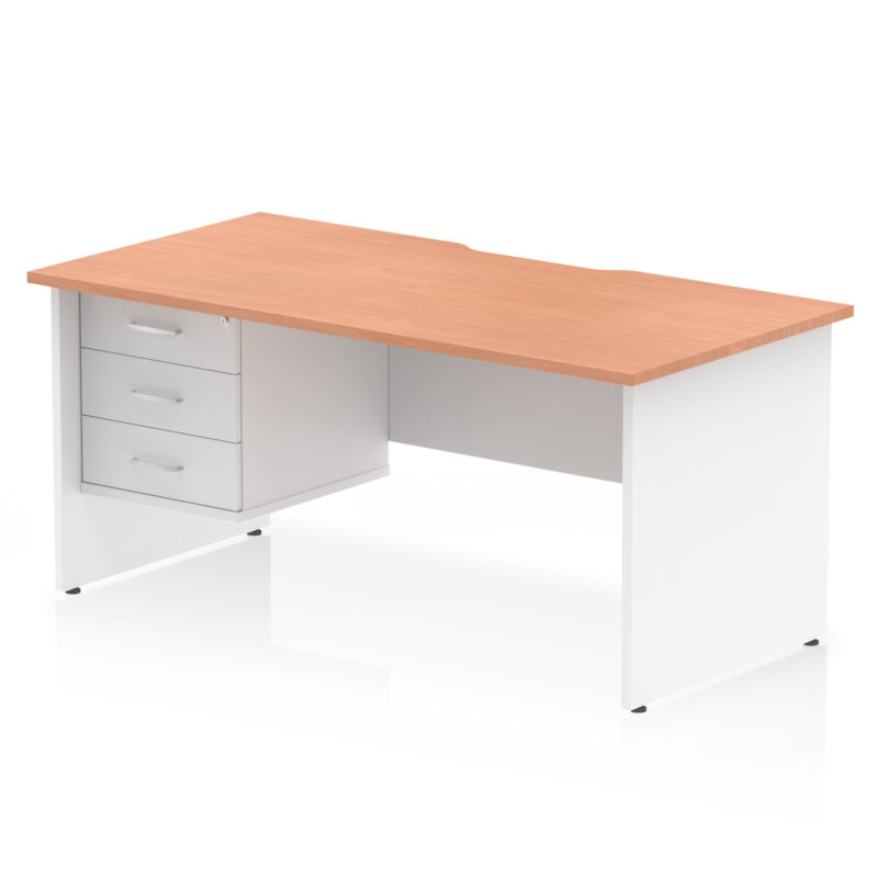 Impulse Scalloped Edge 1600mm Panel End Straight Desk With Single Fixed Pedestal - Image 20