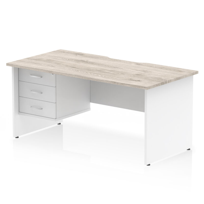Impulse Scalloped Edge 1600mm Panel End Straight Desk With Single Fixed Pedestal - Image 21