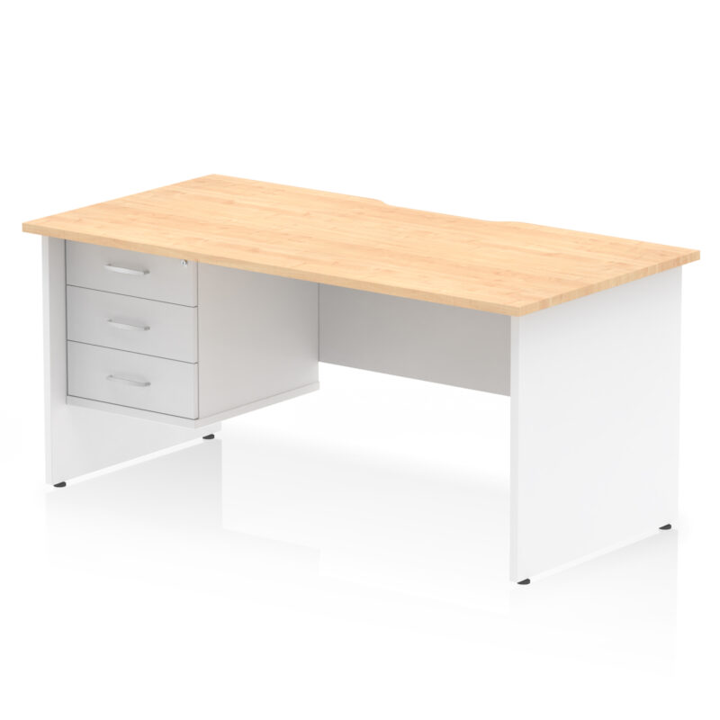 Impulse Scalloped Edge 1600mm Panel End Straight Desk With Single Fixed Pedestal - Image 22